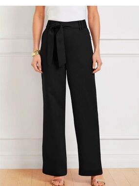 Talbots Black Wide Leg Tie-Waist Pants